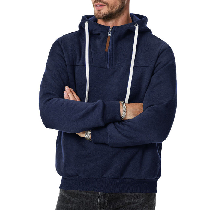 Men's Half-Zip Pullover Hoodie Drawstring Relaxed Fit