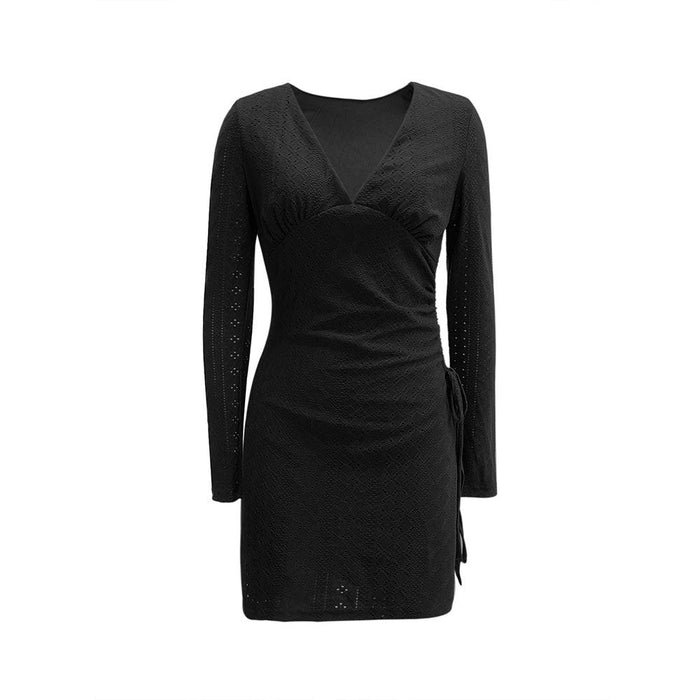 Women's Wrap Bodycon Mini Dress with Long Sleeves