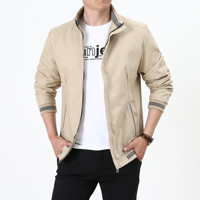 Men's Harrington Jacket with Stand Collar and Slim Fit