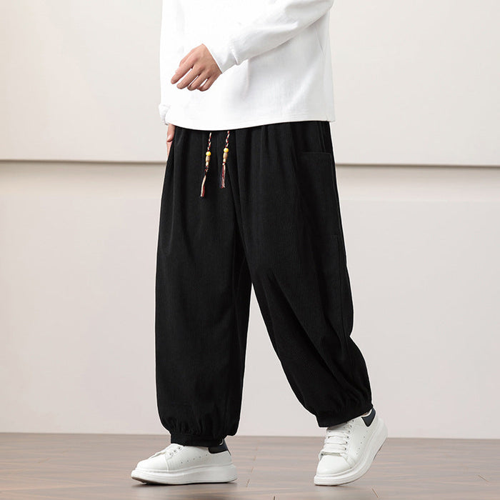 Women's Corduroy Jogger Pants Elastic Waist with Drawstring