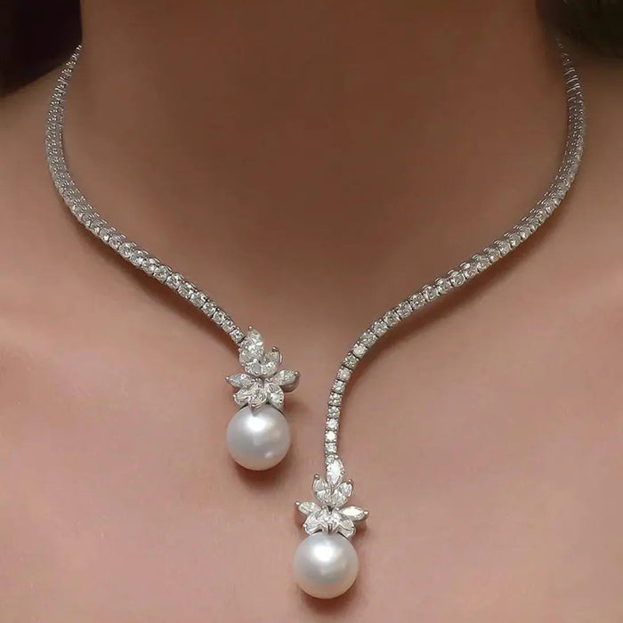 Charlene | Elegant Silver Pearl Necklace