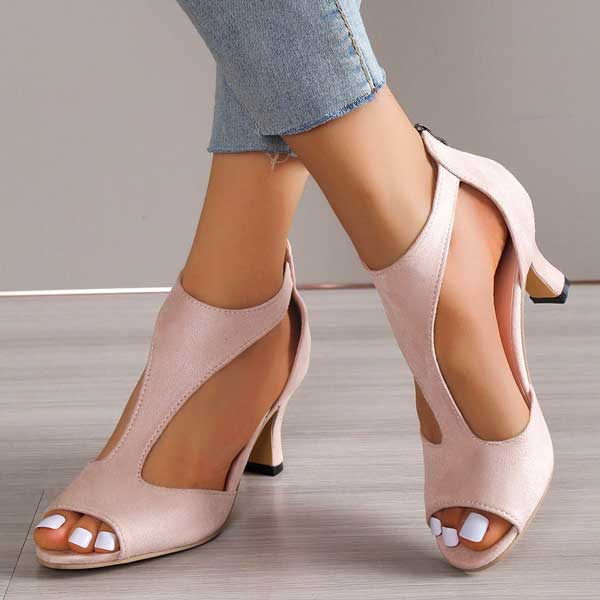 Women's Open-Toe Heeled Sandals with Cutout Design