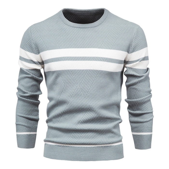 Men's Striped Crew Neck Jumper Long Sleeve