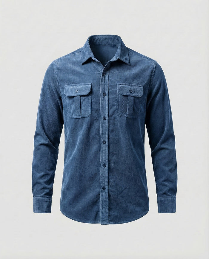 Men's Slim-Fit Corduroy Shirt with Chest Pockets