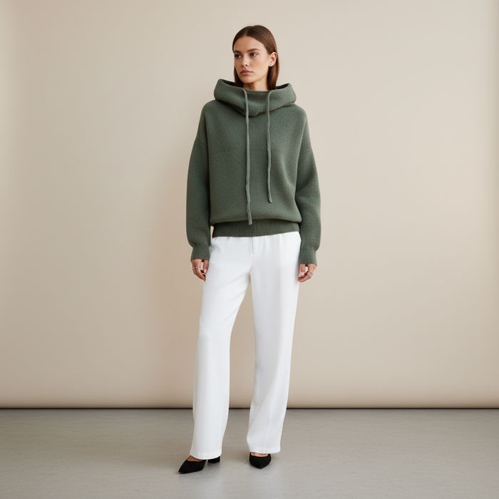Women's Textured Roll Neck Jumper with Relaxed Fit