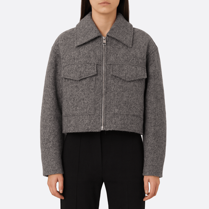 Women's Structured Cropped Jacket with Zip Front