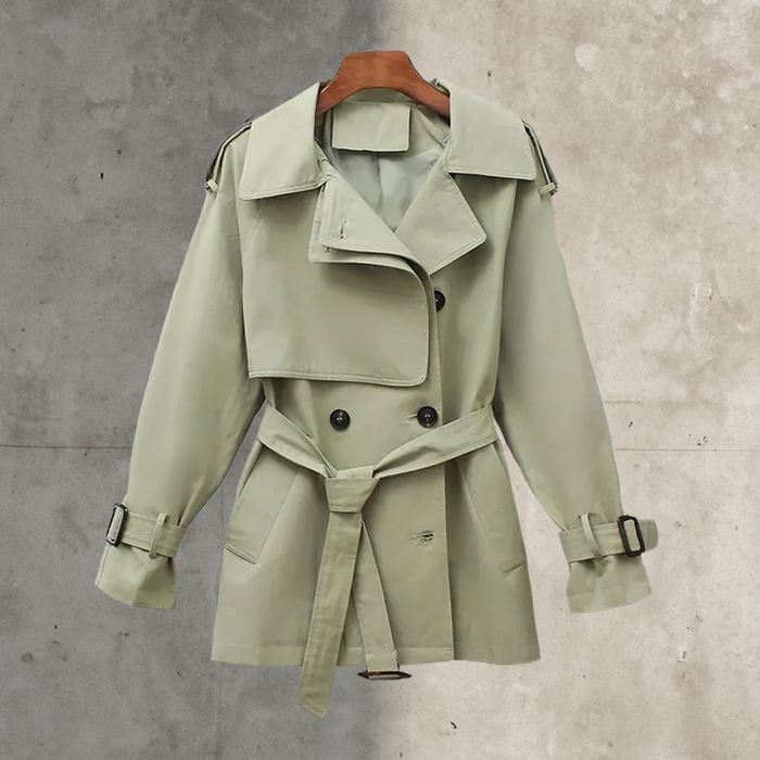 Women's Double-Breasted Trench Coat with Belt