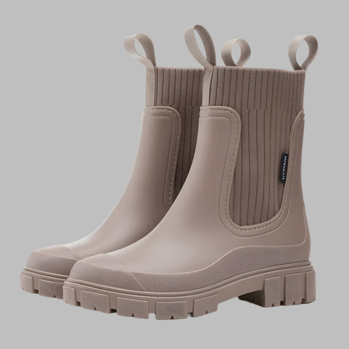 Women's Waterproof Chelsea Rain Boots Ankle Slip-On