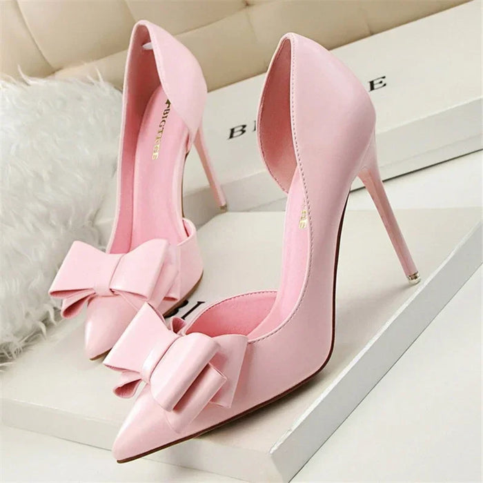 Women's Bow Detail Pointed Toe Pumps Slip-On