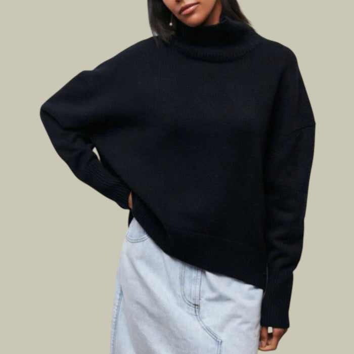 Women's Relaxed Fit Turtleneck Sweater Long Sleeve