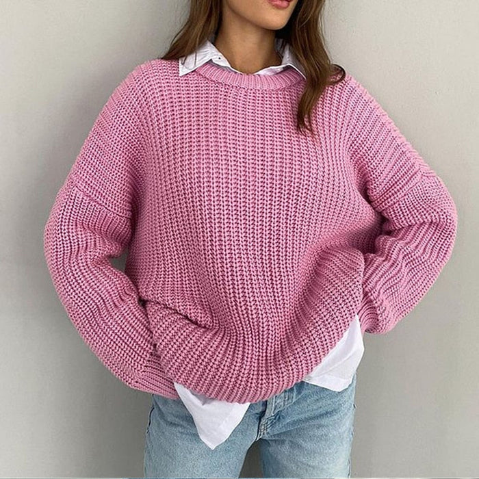Women's Chunky Crewneck Sweater Oversized Fit