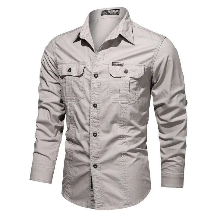 Wade | Rugged Utility Button-Up Work Shirt with Dual Chest Pockets