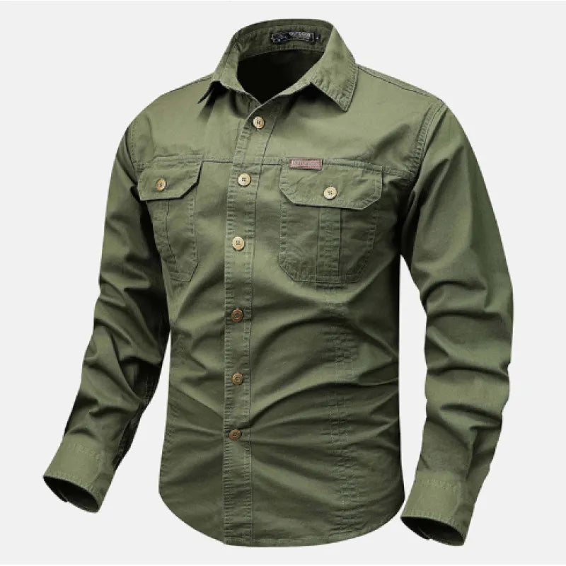 Wade | Rugged Utility Button-Up Work Shirt with Dual Chest Pockets