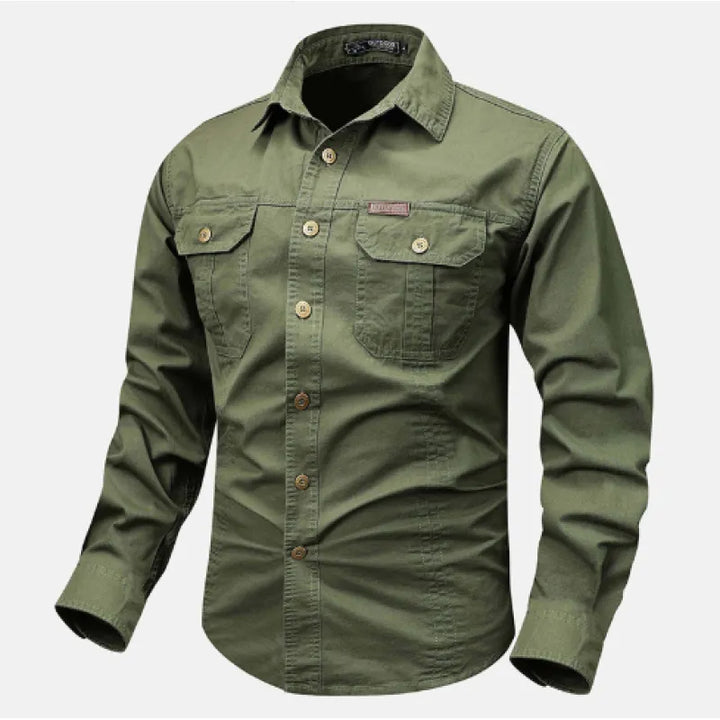 Wade | Rugged Utility Button-Up Work Shirt with Dual Chest Pockets