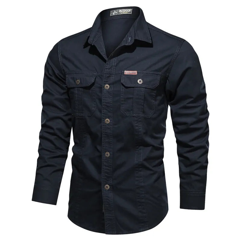 Wade | Rugged Utility Button-Up Work Shirt with Dual Chest Pockets