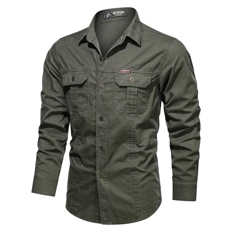 Wade | Rugged Utility Button-Up Work Shirt with Dual Chest Pockets