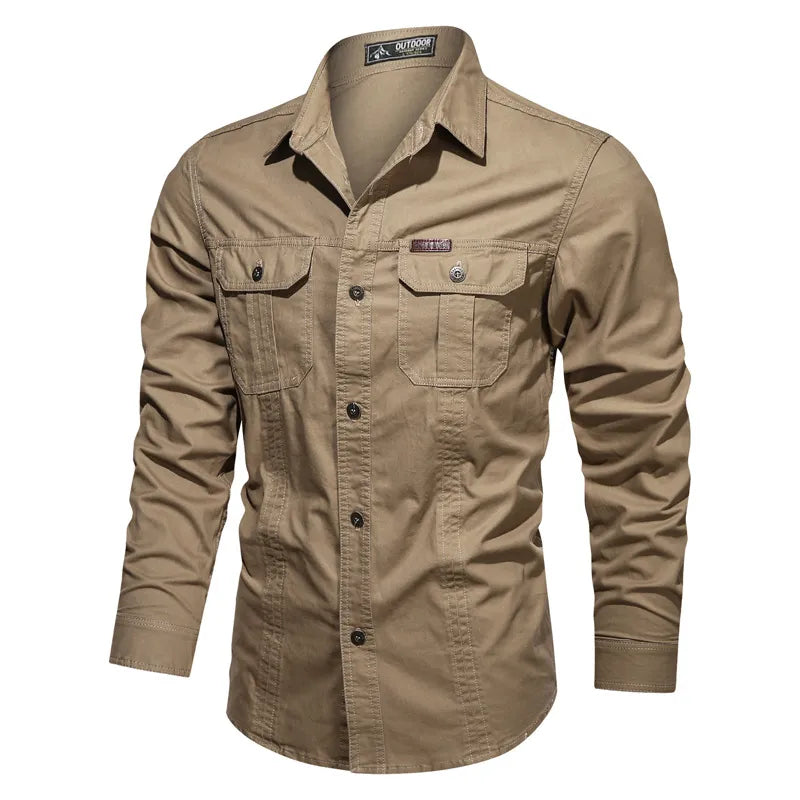Wade | Rugged Utility Button-Up Work Shirt with Dual Chest Pockets