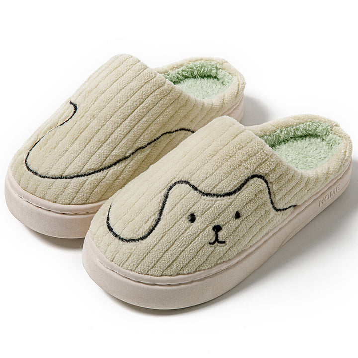 Striped Cat Plush Slippers, Non-Slip Winter House Shoes