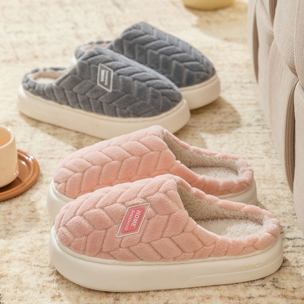 Non-Slip Thick-Soled Plush Slippers for Couples