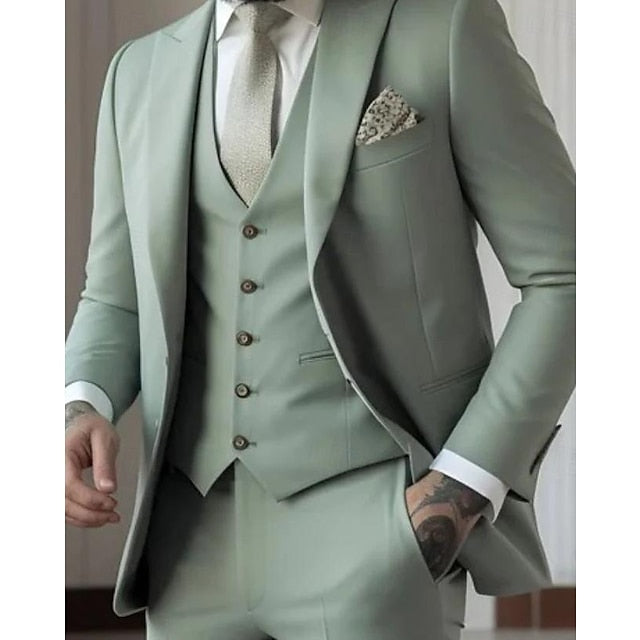 Men's Three-Piece Suit with Vest Straight Leg Fit