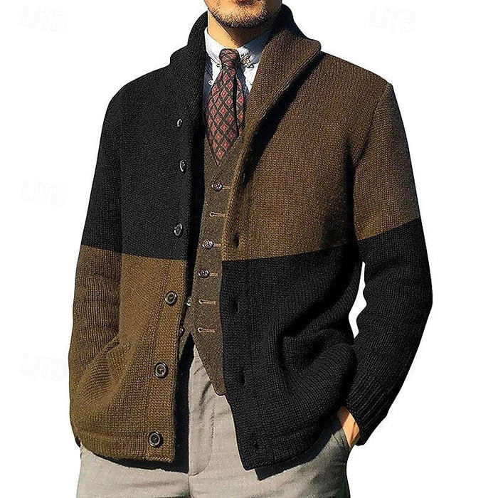 Frederick | color Block Shawl Collar Cardigan