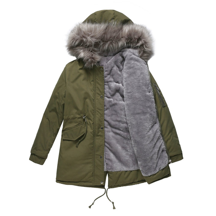 Hooded Parka Coat, Mid-Length Cotton-Padded Winter Jacket
