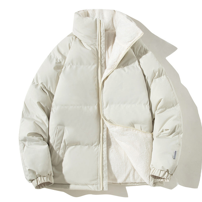 Unisex padded jacket with a stand collar and plush warmth