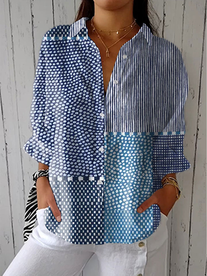 Martha | Classic Ocean Patchwork Blouse