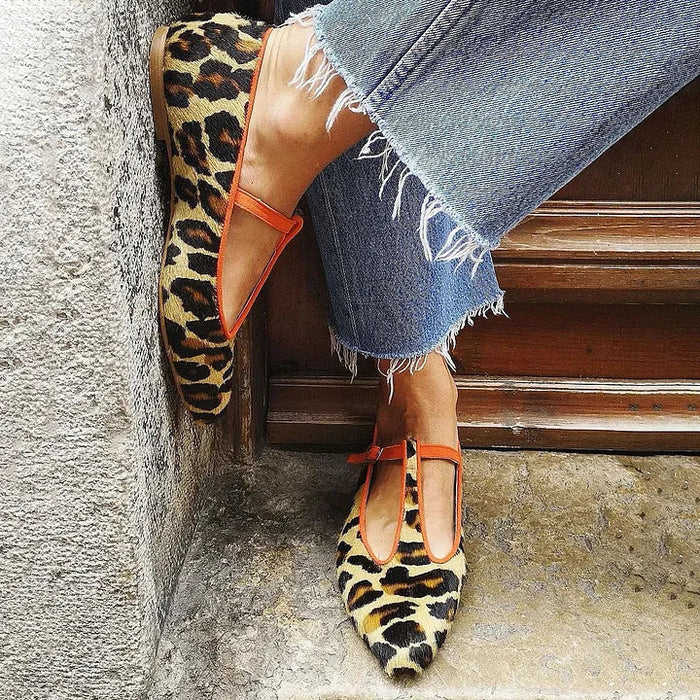Stylish | Elegant Leopard T-Strap Flats