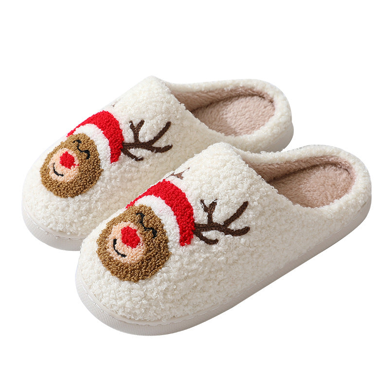 Cartoon Santa Claus Cotton Slippers for Women, Cozy Christmas