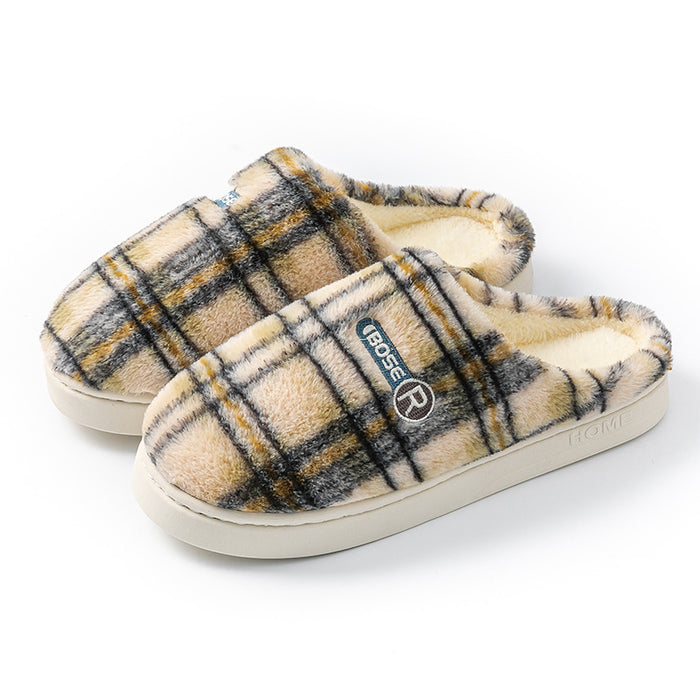 Hannah | Plaid Plush Slippers for Women – Warm, Non-Slip, Open Back