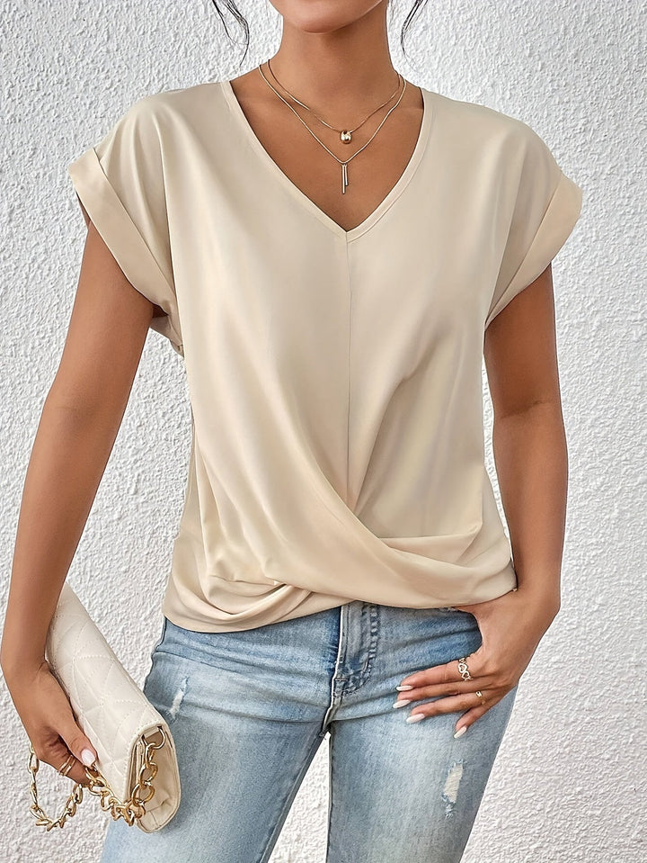 Sophia | Elegant V-Neck Draped Blouse