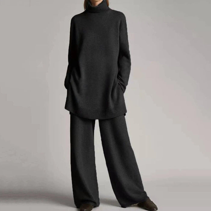 Women's Turtleneck Tunic and Wide-Leg Pants Set