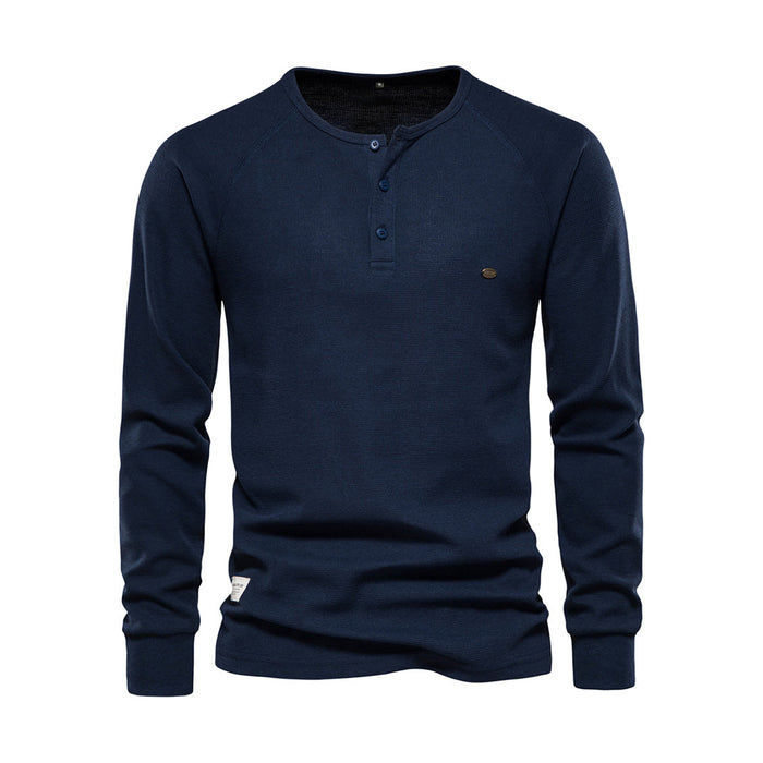 Men's Henley Sweater with Three-Button Neckline