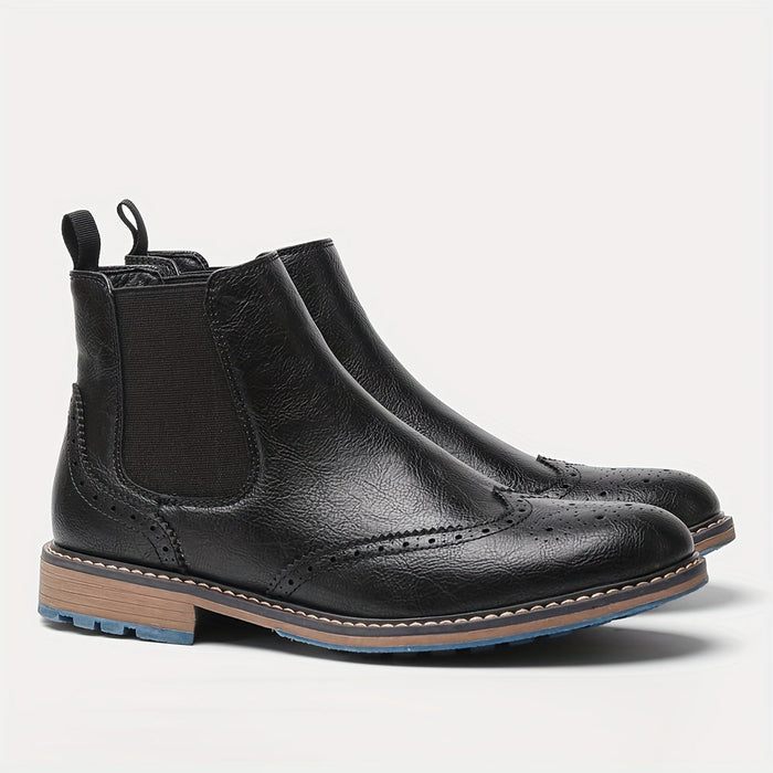 Men's Brogue Chelsea Boots with Elastic Gusset