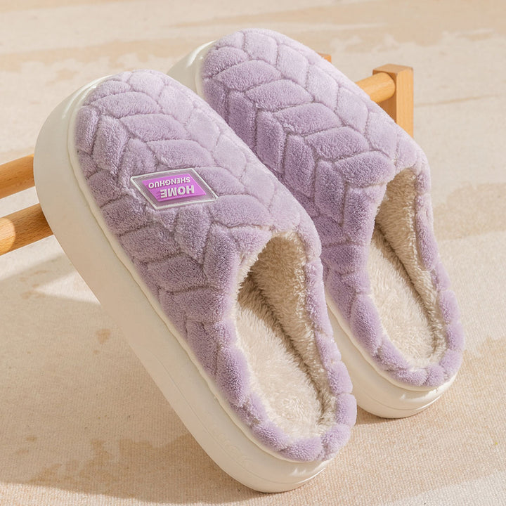 Non-Slip Thick-Soled Plush Slippers for Couples