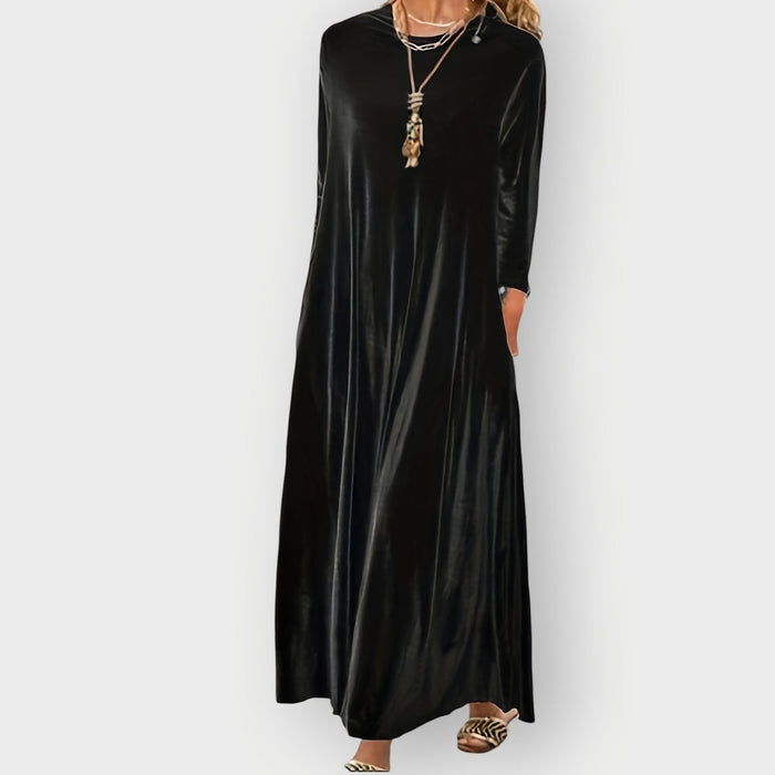Women's Long Sleeve Maxi Dress Round Neck A-Line