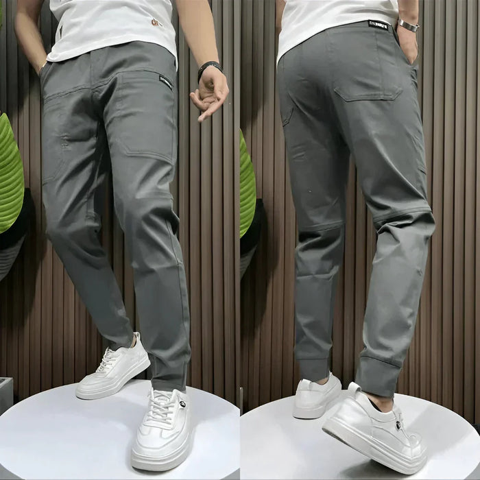 Men's Elastic Waist Cargo Pants with Side Pockets