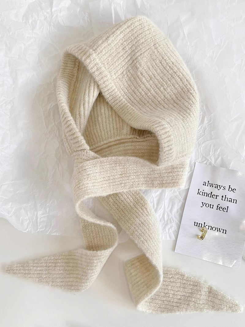 Retro Wool Blend Balaclava Hat with Earmuffs, Pullover Style