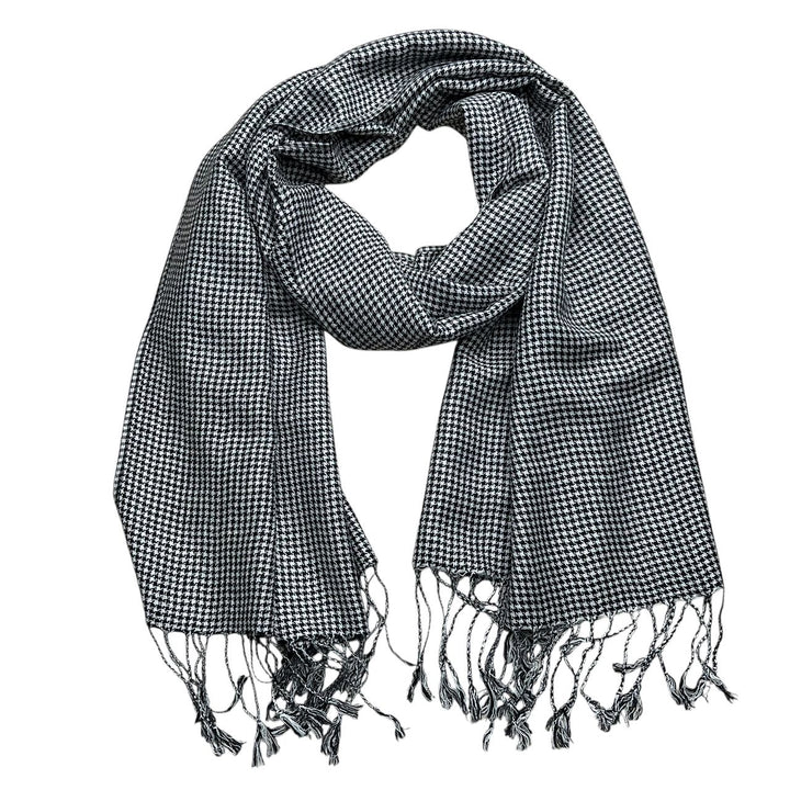 Black and White Graphic Jacquard Scarf, Soft Acrylic Winter Wrap