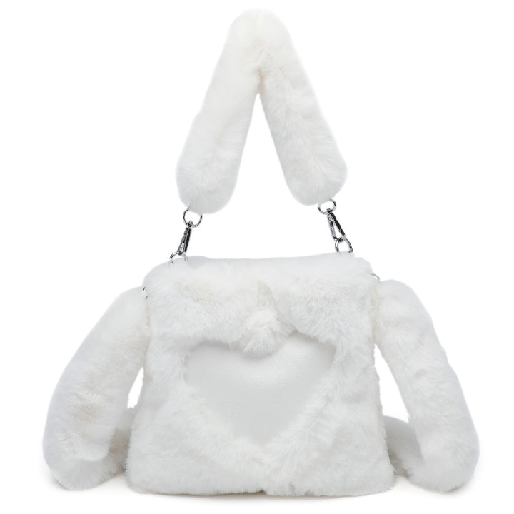 Fluffy pink heart shoulder bag
