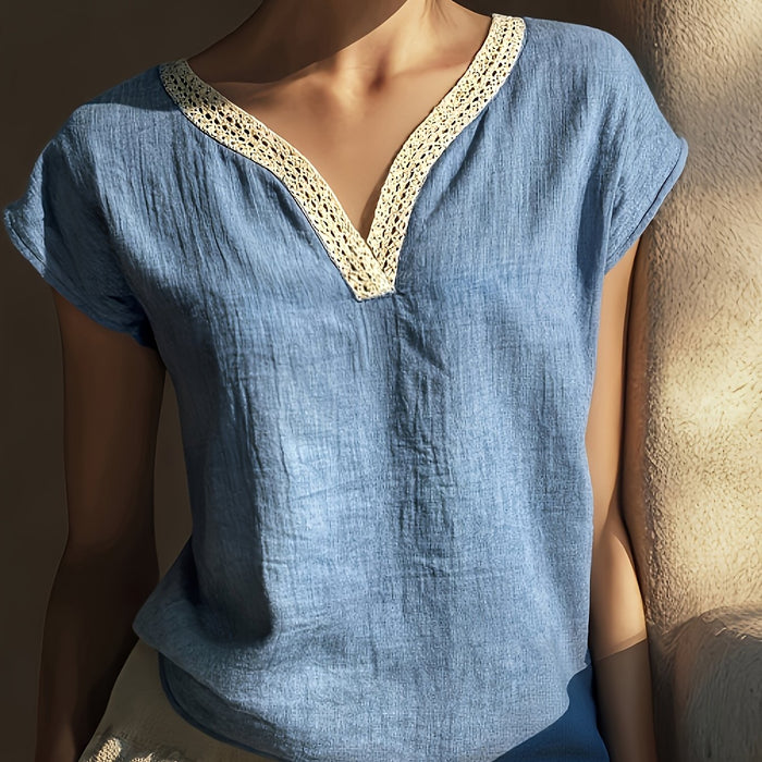 Bonnie | Lace-Trim V-Neck Top