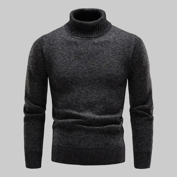 Men's Rollneck Sweater with Long Sleeves and Ribbed Trim