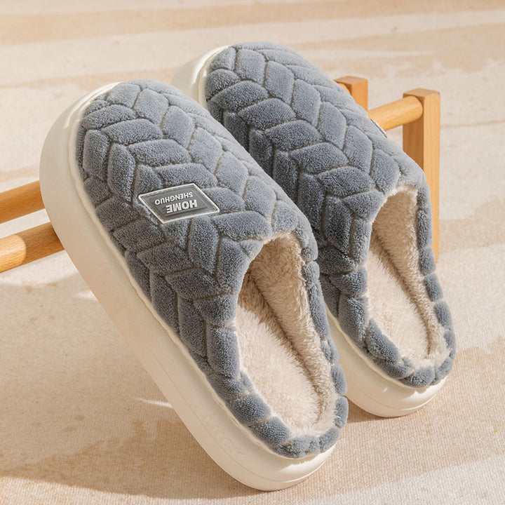 Non-Slip Thick-Soled Plush Slippers for Couples