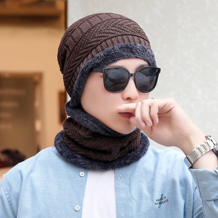 Coral Fleece Balaclava Beanie, Unisex Winter Hat with Scarf