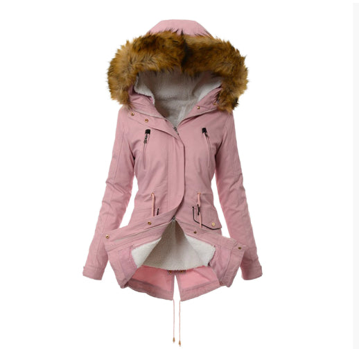 Hooded Parka Coat, Mid-Length Cotton-Padded Winter Jacket