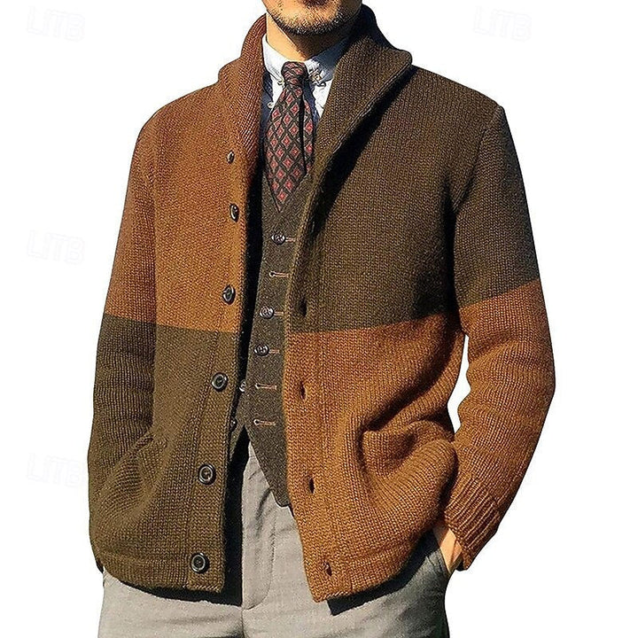 Frederick | color Block Shawl Collar Cardigan
