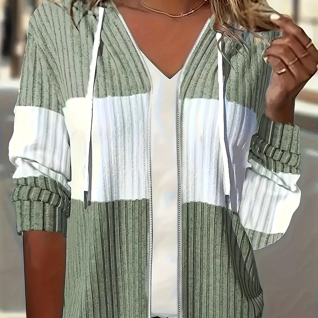 Cecilia | Textured color-Block Hooded Jacket