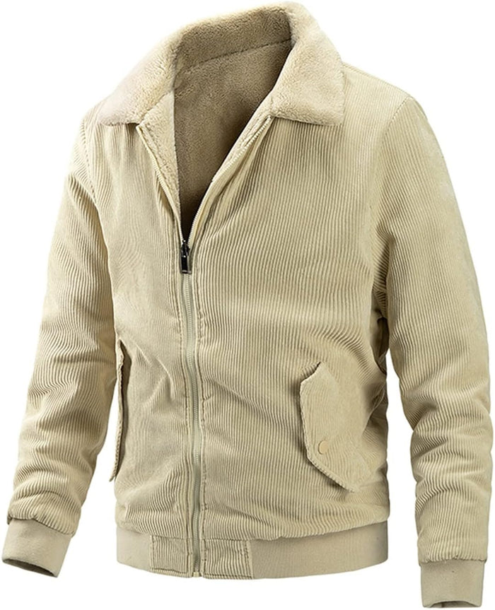 Men's Corduroy Bomber Jacket with Sherpa Collar