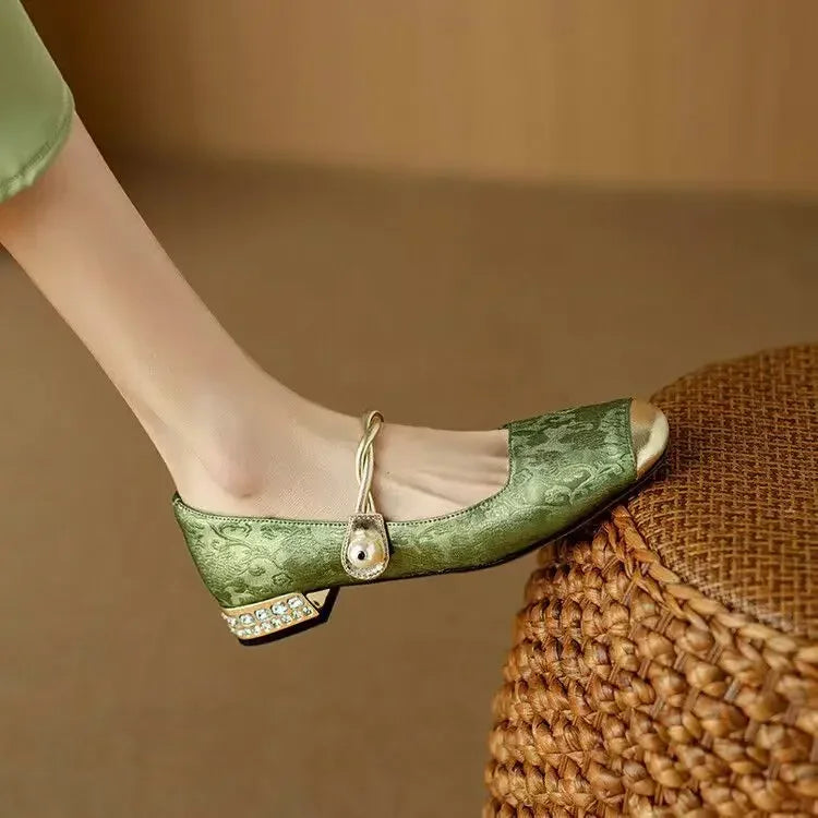 Camille | Vintage Braided Pearl Strap Shoes